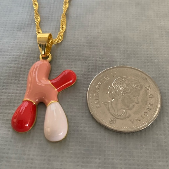 Letter “k” Pendant on Gold Colour Pendant - Picture 2 of 4